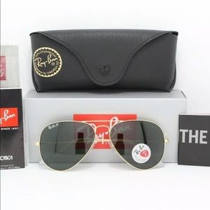 New Rayban Aviator Polarized 3025 Gold/Green 58-14